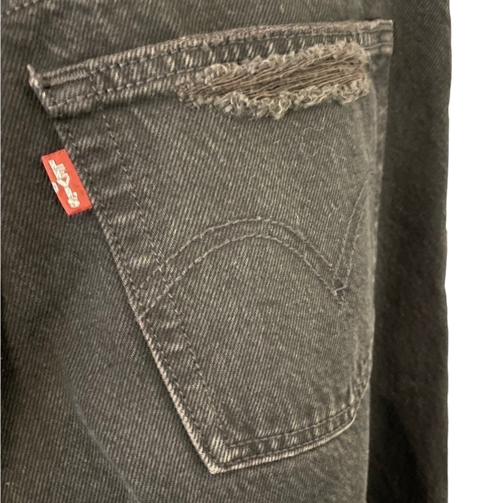 Levi’s 501 Original Cropped Jeans Distressed Black Mark 29 - Picture 11 of 13